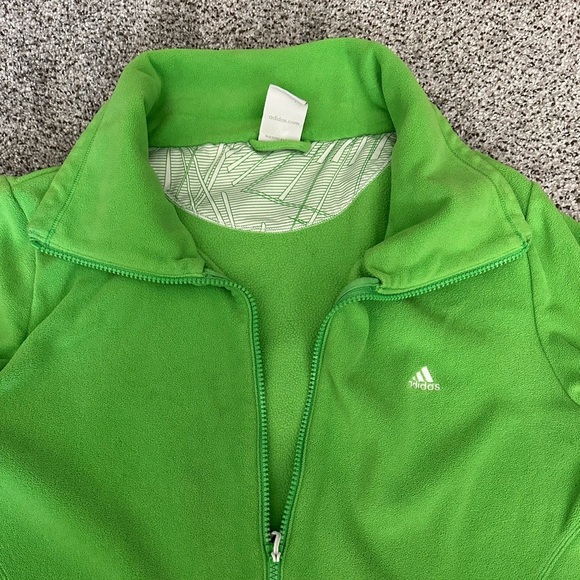 ADIDAS Size XL Bright Green Cozy Fleece Zip Up Jacket - Picture 4 of 9